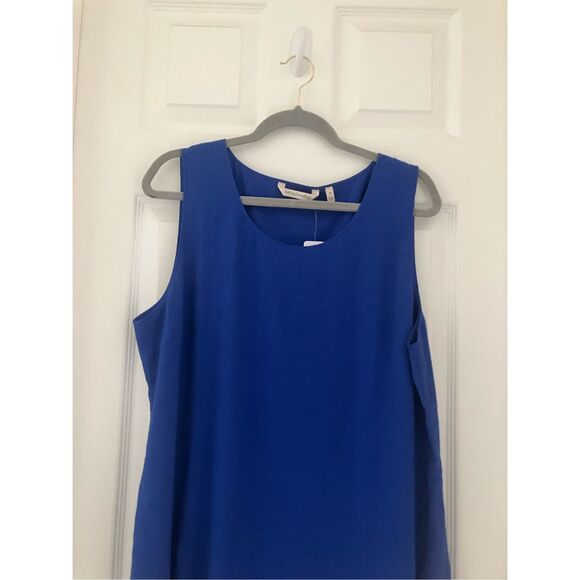 SOFT SURROUNDINGS Womens Layered Tunic Shift Dress Cobalt Blue Chiffon CL - Picture 4 of 7